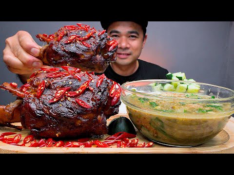 PORK SHANK OVEN AND MUNG BEANS SOUP WITH SPINACH | MUKBANG ASMR | ALFIE EATS