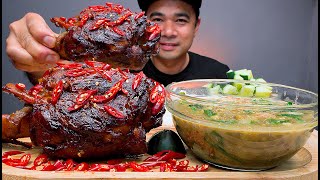 PORK SHANK OVEN AND MUNG BEANS SOUP WITH SPINACH | MUKBANG ASMR | ALFIE EATS