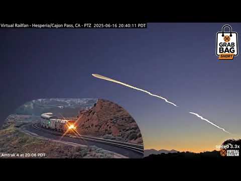 SpaceX Falcon 9 Rocket Meets Amtrak on Cajon Pass!