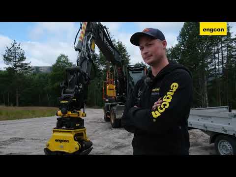 Clearing along a Norwegian road with a Volvo 150 equipped with engcon
