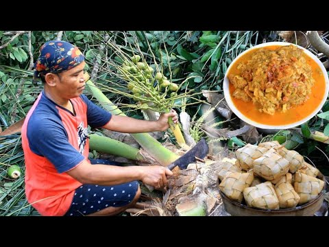 umbut kelapa /pondoh/ masak santan ketupat janur sambal tlenjeng