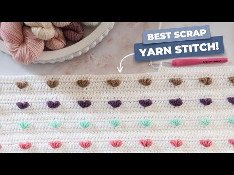 Easy Crochet Heart Stitch for Scrap Yarn Projects!