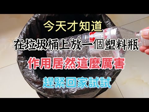 今天才知道，在垃圾桶上放一個塑料瓶，作用居然這麼厲害，趕緊回家試試，【廚房美食多】