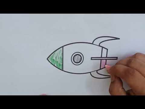 draw a picture of a rocket with colored pencils