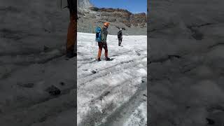 Walking on a melting glacier 🌞🏔️ #mountains #glacier #hiking #adventure