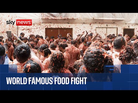 Watch La Tomatina Festival kick off in Spain