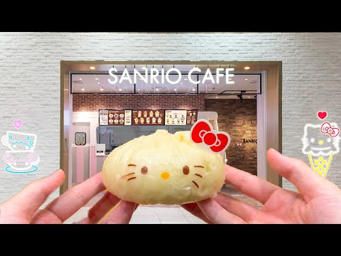 Hello Kitty Meal at Sanrio Cafe in japan 🥞🍹🍔 🎀