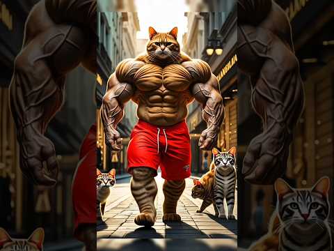 Weak cat turned into muscular cat🥶 #ai #cat