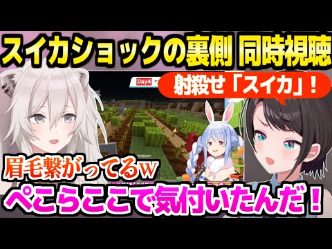 【ホロ金策サバイバル】大騒動のスイカショック切り抜きを同時視聴するスバルぼたん,事件の裏側に衝撃ｗ「BLEACHやってたからｗｗ」【ホロライブ 切り抜き/戌神ころね/獅白ぼたん】