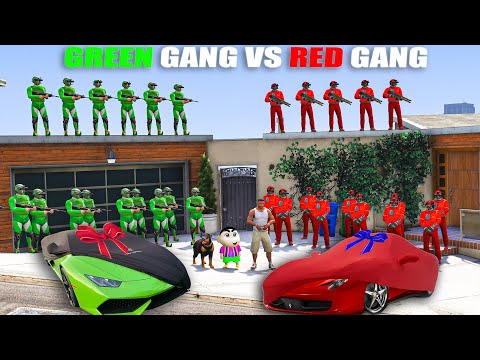 Shinchan Green Gang VS Franklin Red Gang Special car In GTA 5 !