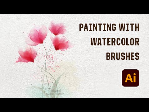 Adobe Illustrator Watercolor painting Tutorial - How to draw Grunge Vector Flowers and Leaves