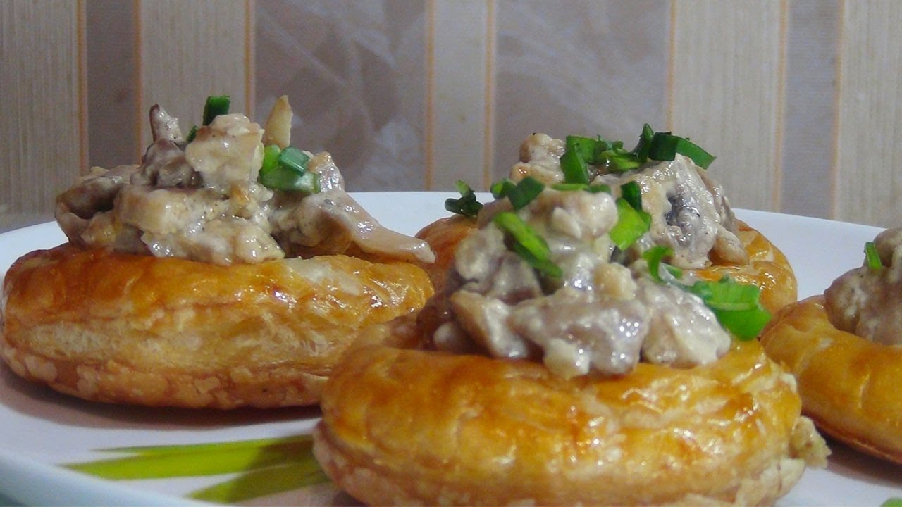 Самые вкусные слоеные кольца с грибами -Puff ring with mushrooms