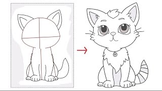 ᗢ How to Draw: Cute Fluffy Cat Step-By-Step with Voiceover | Tutorial for Beginners ᗢ