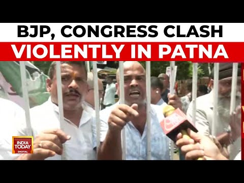 PM Modi Abused: BJP-Congress Workers in Violent Face-Off Outside Patna Office