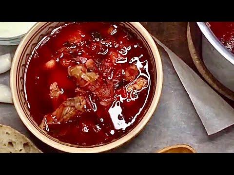 🇺🇦 Смачний Справжній Український БОРЩ! Червоний борщ дуже смачний з м'ясом та квасолею !