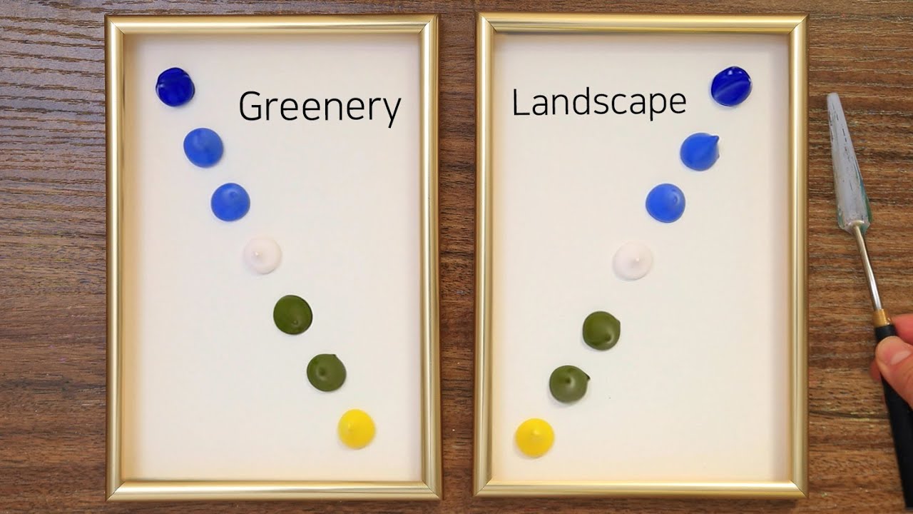 Two Frame Paint Painting A Picture of Landscape Connected To Two Frames-Acrylics #641 ...