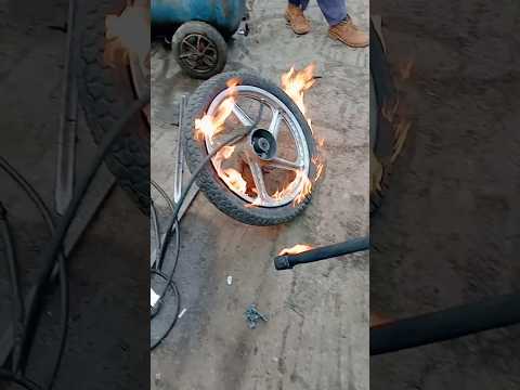 Amazing motorcycle tubeless tire beads settings with fire FAILS!!!??????#trendingshorts#newyear#2024
