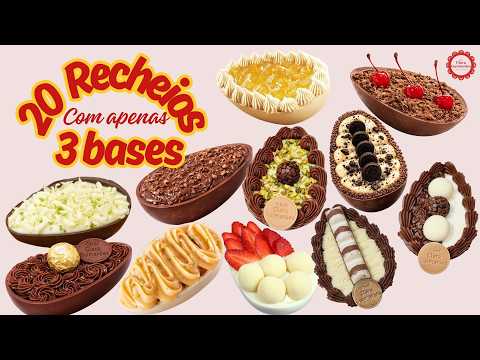 Como criar 20 RECHEIOS PARA OVO DE COLHER usando apenas 3 bases. Veja como é simples e fácil!