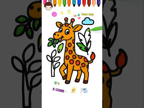 Giraffe Jelly Painting & Coloring | Jungle Animals! Dropper Coloring Page #CreativeArt