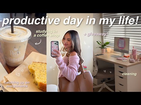 PRODUCTIVE DAY IN MY LIFE ✨ studying, cleaning, giveaway, trying a new trader joes drink, etc!