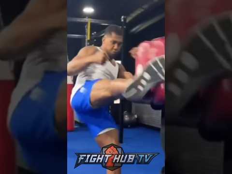 Anthony joshua throws lethal head kicks in mma training!