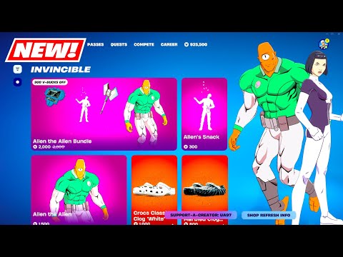 NEW Invincible Allen the Alien SHOP Bundle and FREE Skin Set Fortnite!