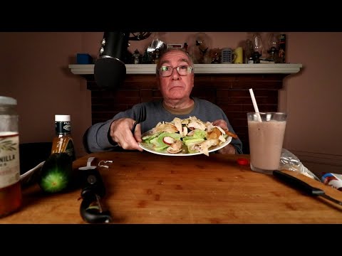 ASMR Making a Chicken Caesar Salad Whispering Mukbang