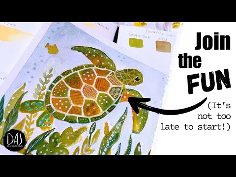 Only 3 Colors to Create a Whimsical Sea Turtle — Join the World Watercolor Month fun!