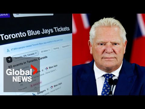 YouTube video thumbnail: Doug Ford Wants to Revisit Ending Ticket Scalping Amid Blue Jays Ticket "Gouging"