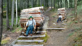 Riding Dangerous but Genius Slide Carrier With Tons of Fuel Wood