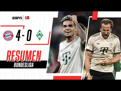 GOL DE LUCHO DÍAZ Y DOBLETE DE KANE PARA LA GOLEADA DEL BAYERN | B. Munich 4-0 W. Bremen | RESUMEN