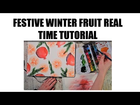 Festive Fruit Watercolor Sketchbook Spread - Real Time Tutorial