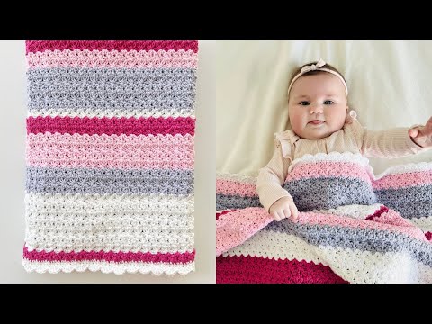 How to Crochet the Mixed Stripe Flower Stitch Baby Blanket