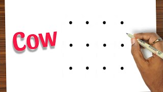How to draw Cow from Dots | Cow drawing easy | Easy Cow drawing for beginners