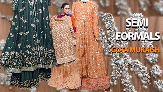 Gota Mukaish Semi Formals | Pure Silk Dupattas | Kora Dabka Katdana Mukaish Handwork