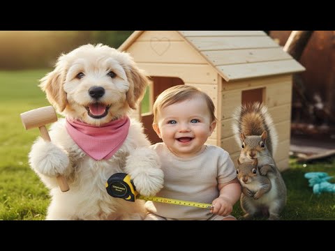 ワンちゃんがリスに手作りの料理と家をプレゼント！ 🐶❤️🐿️