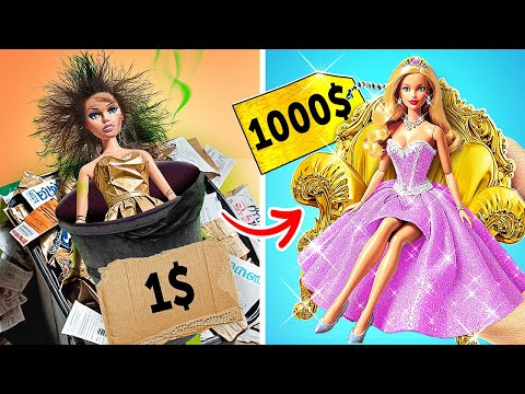 De Boneca Pobre a Princesa Barbie Rica 👸 Incrível Transformação de Makeover & Truques