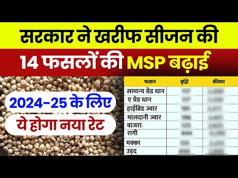 खरीफ की 14 फसलों पर MSP बढ़ी | New MSP 24 -25 | धान कपास मूंग का नया रेट #msp #msp2024