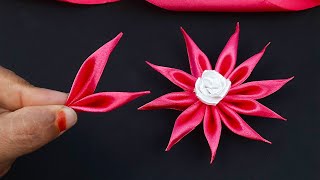 Easy and Adorable satin Ribbon flower making 🌺 || Ribbon craft || Hand Embroidery || Sewing Hack