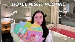 HOTEL NIGHT ROUTINE: self care, hotel tour + mukbang