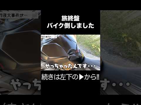 旅の終盤に、バイク倒しました。