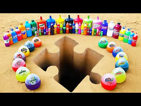 Big Toothpaste Eruption from Puzzle pit, Giant Fanta, Balloons, Coca Cola and Mentos