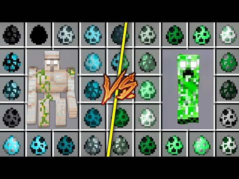 ALL CREEPER HEROBRINE EGGS vs GOLEM HEROBRINE EGGS ENDERMAN ZOMBIE HOW TO PLAY in MINECRAFT Battle