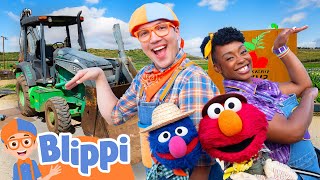 Can Blippi & Elmo Drive a Real Excavator? | Blippi x Sesame Street | Educational Videos for Kids