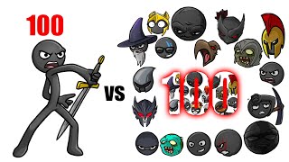 Stick War Saga - 100 Swordwraths Vs 100 of each unit
