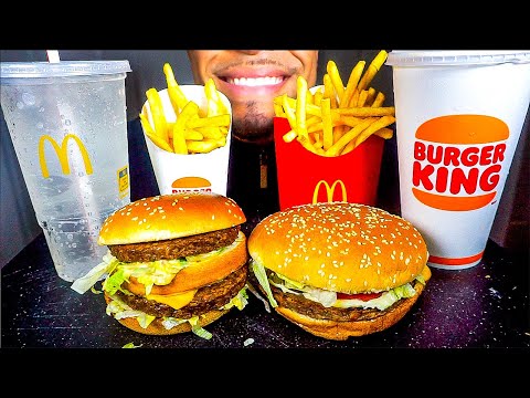 ASMR MCDONALD'S VS BURGER KING MUKBANG | EATING BIG MAC VS WHOPPER *BIG BITES CHALLENGE | NO TALKING