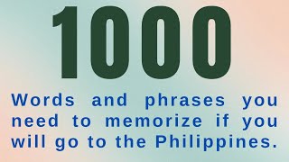 WORDS AND PHRASES YOU NEED TO MEMORIZE ||  PHILIPPINES || English-Tagalog Translation
