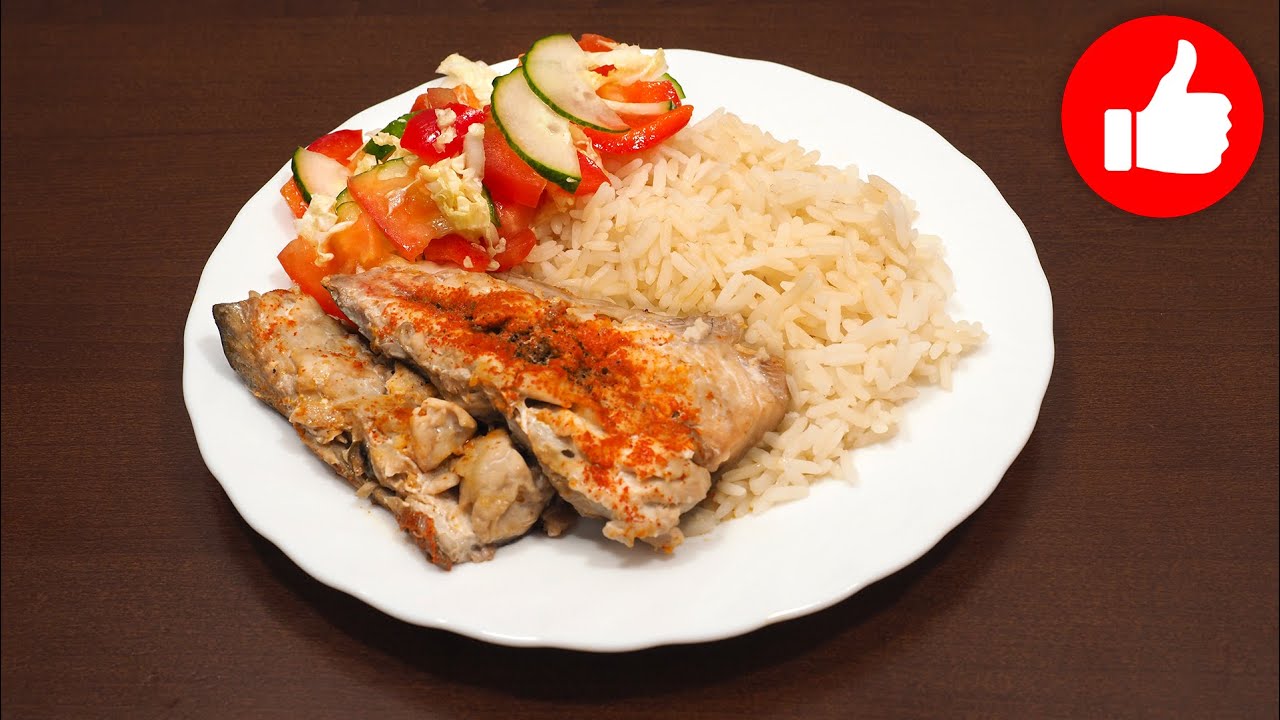 Рыба с рисом на пару рецепт (скумбрия). Два блюда в мультиварке