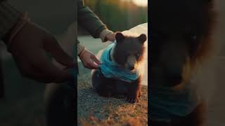 Kindness 🐻 Woman Rescues Bear Cub from Plastic Danger #kindness #bearrescue #shorts