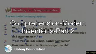 Comprehension-Modern Inventions-Part 2